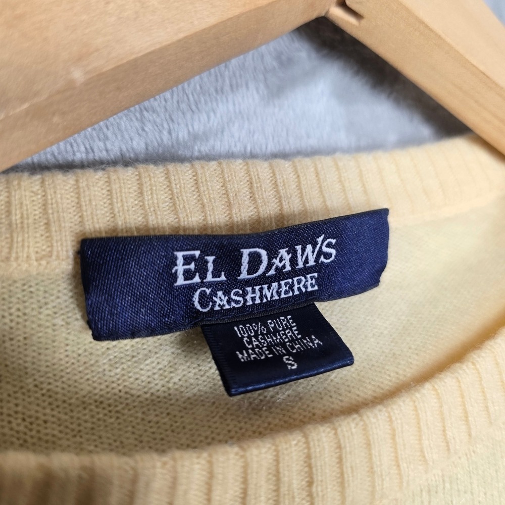 El Daws Cashmere Sweater Womens Small Yellow Good Crewneck Raglan Seam - Picture 2 of 7
